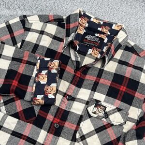 Middle Of Beyond Street Fighter Shirt Mens Medium Plaid Ryu Flannel Long Sleeve